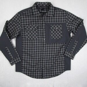 Burton Brighton Performance Flannel Shirt Mens Large Black White Grid 18951 L